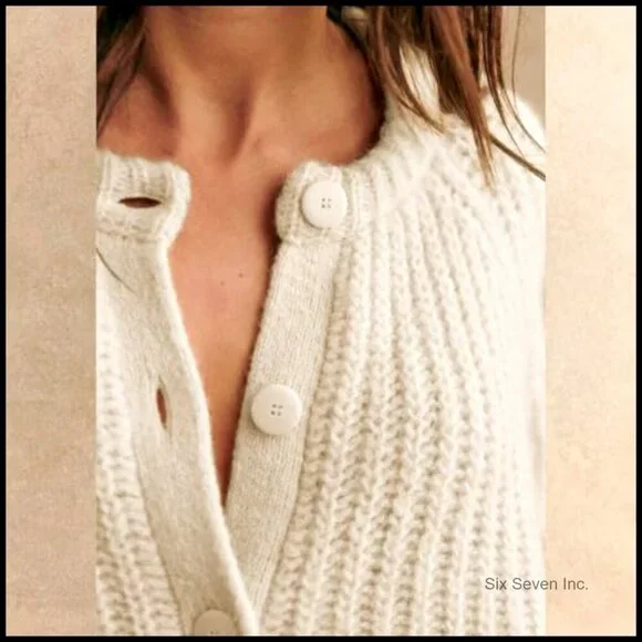 Chunky Knit Cardigan Sweater Y2K Oversized Open Front Casual Fall Wear - Picture 5 of 7